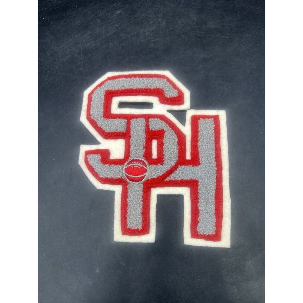 Vintage SPH Varsity Letterman Chenille Patch Red Gray Sports Ball 6.5"